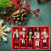 Christmas Decorations 5pcs 12cm Wooden Nutcracker Puppet Drawing Walnuts Soldier Pendant Decoration Tree Ornament 220914