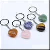 Party Favor Natural Crystal Stone Keychain Party Party Favor Creative Heart Shaped Gemstone Key Chain Fashion Accessories Keyring B DH20X