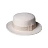 Berets Wool Fedora Hat Winter Hats Women Ribbon Band Men's Wide Brim Classic Beige Wedding Bowler Cap Chapeau LM33