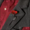 Spille Spille all'ingrosso Nuovo stile vintage Retro Creativo Fiore rosso Spilla Spille da bavero 3 colori disponibili 2438 T2 Drop Delivery 2021 J Dh1Un