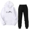 Männer Trainingsanzüge Zwei Stücke Set Ankunft Berg Herzschlag Sweatshirt Männer/Frauen Trainingsanzug Hoodie Herbst Kleidung Hoodies Hosen Sets