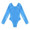 Girl Dresses Kids Girls Figure Ice Skating Wear Long Sleeve Shiny Metallic Ballet Dance Gymnastics Leotard Bodysuit Training Costume