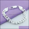 Link Chain 925 Sterling Sier 10Mm Smooth Sideways Chain Bracelet For Men Woman Charm Wedding Engagement Party Fashion Jewelry 1273 T Dhr0Q