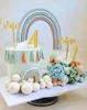 Fournitures de fête personnalisé nom anniversaire gâteau Topper personnalisé âge Unique miroir or acrylique décor en bois pour