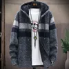 Herenwol blends winter heren jas warme jas gebreide trui fleece vesten mode vesten casual heren sweatshirt met capuchon 220915