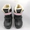 Boots ZZFABER kids shoes Children Barefoot Winter Soft Leather Plush Snow boots for girls Boys Kids Flexible Warm Outdoor 220915