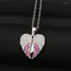 Pendentif Colliers Amour Coeur Forme Plume Collier Pave Zircon Pierre Cuivre Tour De Cou Or Argent Couleur Pour Les Couples Amoureux Bijoux Cadeaux