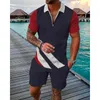 Survêtements pour hommes Summer Men's Survêtement élégant à manches courtes Polo Set Turn Down Collier Zipper Vêtements 2pièces Casual Outfit Costume Streetwear 220914