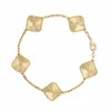 Luxusdesigner 4/Clover Charme Armband Armband Kette Gold Onyx Shell Frauen und M￤dchen Hochzeit Muttertag Schmuckgeschenke f￼r Frauen-Frauen