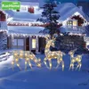 Juldekorationer 3st Smidesjärn Hjortar Med Led-ljus Glödande Blinkande Älgstaty Glitter Paljetter Ren Xmas Ornament Heminredning g3 220914