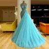 2023 Blue Mermaid Prom -klänningar ärmlös med overskirt illusion Bodice Straps Crystals Tärnad skräddarsydd kvällsklänning Formell OCN -slitage Vestidos plus storlek 401 401