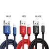 Fast charge USB Type-C Cables USB-C 3FT jean braided black/red/blue Data Cable
