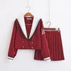 Set di abbigliamento Uniformi scolastiche per ragazze JK Giapponese Rosso Bianco Uniforme da marinaio Classe Cosplay Abiti a maniche lunghe con bottoni Design