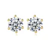 Coréen brillant zircon S925 argent aiguille boucles d'oreilles bijoux mode classique design minimaliste boucles d'oreilles à six griffes