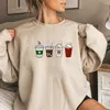 Kvinnors hoodies jul crewneck sweatshirt kvinnor söt hoodie vinter mysig kaffesjö rolig xmas gåva kawaii semester tröjor