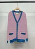 Women's Sweaters With Letter Jumper Knitwear Lady Long Sleeve Knit Cardigan With Pockets 4 Colors