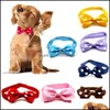 Ropa para perros Patrón de puntos hechos a mano ajustable Cinta Pajaritas para perros Cachorro lindo Gato pequeño Corbata para collar Accesorios para el cuidado de mascotas Drop De Dhxm7