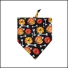 Hundkläder Halloween Cat Dog Bandana Bibbs Scarf Collar Justerbar Pet NeckerChief Double Lay Saliv Handduk för medelstora stora hundar TR DHDL1