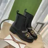 2022 Women Boots Designer Martin Boot Buckle Ankle Chain Bootie Cowskin Thick Soles Chunky Heel