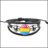 Charm Bracelets Lgbt Leather Snap Button Bracelet Pride Glass Cabochon Gay Rainbow Flag Po Charm Bangle For Women Men Lovers Jewelry Dh94T