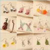 Dangle Chandelier Korean Lovely Fruit Tea Cup Earrings Creative Funny Crystal Kiwi Cute Fun Ear Jewelry Personality Gift 5629 Q2 Dro Dhpmw