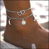 Enklets Ploated Sier Women enkel keten sieraden metaal zonlicht Crescent Moon Love Heart Harts Simple Style 1 7Hy J2B Drop Delivery DHDRZ