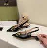 Designer Heels Women Dress Shoes Luxury Double G Horsebite Leather Ballet Flats EU34-40 With Box Dresses Wedding Party