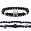 Brins de perles Couronne Perles Bracelet Givré Noir Bijoux Wrap Chaîne Hommes Femmes Bracelets En Pierre Naturelle Cuivre Incrusté Zircon 2 8Bb G2 Dhher