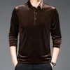 Męskie Polos Gold Velvet Shirt Men Spring Fashion Busines