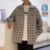 Herenjacks Privathinker Zwart Witte Plaid Heren Jackets Oversized Springzakken Mannelijke shirtjas Turn Down Collar Outerwear Korean Clothing T220914