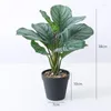 Decorative Flowers 38cm Tropical Banana Tree Potted Artificial Musa Plants Bonsai Real Touch Palm Leaves Jungle Plant Ornaments For Shop