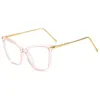 女性のための新しい特大のサングラスクリアスクエア眼鏡猫の眼鏡フレームピンクバタフライライト色の装飾ガラス光学カスタムボックス