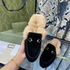 Pantofole in shearling da donna firmate Mocassino Sandali pelosi sfocati per interni ed esterni Mocassini Scarpe comode calde in pelle scamosciata