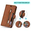 Flip Leather Cell Phone Cases with Card Slot Holder Wrist Strap For iPhone 11 12 13 14 Pro Max Xr Xs 7 8 Plus Magnetic Zipper Pocket Wallet Purse Cover