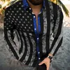 Мужские повседневные рубашки Модная мужская рубашка с отложным воротником и пуговицами в клетку с контрастным цветным принтом Топы с длинным рукавом Мужская одежда Гавайский кардиган 220915