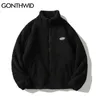 Jackets masculinos Gonthwid Harajuku Streetwear Fleece Color Solid Casual Casual Full Full Coats Hip Hop Winter Fashion tops 220915