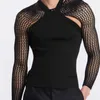 T-shirts pour hommes Incerun Fashion T-shirt Sexy Voir à travers Mesh Hollow Deux pièces Ensembles Tops Streetwear Party Nightclub Vêtements S5XL 220915