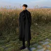 Męskie mieszanki wełny marki jesienne róg Koreański płaszcz mody dla mężczyzn dla mężczyzn długi wiatrówki streetwear męski płaszcz zewnętrzny odzież 220915