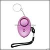 Nyckelringar 130dB äggform Självförsvarslarm Keychain Pendant Anpassa ficklampa Personlig Safy Key Chain Charm Car Keychainshop DHC0R