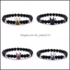 Brins de perles Couronne Perles Bracelet Givré Noir Bijoux Wrap Chaîne Hommes Femmes Bracelets En Pierre Naturelle Cuivre Incrusté Zircon 2 8Bb G2 Dhher