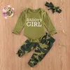 Set di abbigliamento Neonate Ragazzi Vestiti Set Camouflage Manica corta Lettera Stampata Tuta TopPantaloni Bambino Estate Autunno 220915