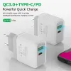 25W Quick Charge Wall Charger Adapter Fast Charger USB Type C Mobiele telefoon Dual Ports QC3.0 PD 18W EU UK US Plug