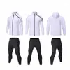 Tracksuits voor heren Herfst Tracksuit Men Zipper Hooded jas met lange mouwen Rood Zwart Wit Ademblage Zachte twee -delige set Top en broek QD01