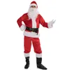 Traje de tema 5pcs Natal Papai Noel vestido de fantasia Ternos adultos roupas de cosplay S-3xl 220915