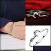 Bangle Sier Plating Women Bangle Jewelry Dolphin على شكل أساور أزياء الأزياء النبيلة أساور الشبكات الزخارف عيد الحب 2 4 مللي ثانية J2B DHAU1