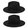 Boinas C6UD Retro Tophat Solid Color Cowboy Hat com cinto Jazz simples ao ar livre para Halloween natal coletando máscaras cosplay