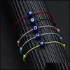 Brins de perles Blue Eye Bracelet Mti Color Strands Corde à tricoter Make A Wish Card Jewelry Charm Bracelets Réglable Femmes Hommes Chai Dhcry