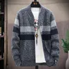 Men's Wool Blends Jersey coat men autumn/winter fleece thick wool sweater zipper cardigan fashion baseball collar stripe jacket 220915