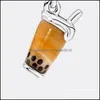 Charms 100% 925 Sterling Sier Murano Glass Bubble Te dingle Charms Fit Original Europeisk charmarmband Fashion Jewelry Accessories Dh9aw