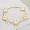 Designer de luxe 4 / Clover Charm Bracelet Bracelet Chain Gold Onyx Shell Women and Girls Wedding Mother's Mother's Bielry Gifts for Women-A Womens